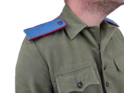 Vintage 1970s soviet era Bulgarian hunting shirt field army military cossack coat fieldshirt shirt communist blue shoulder boards