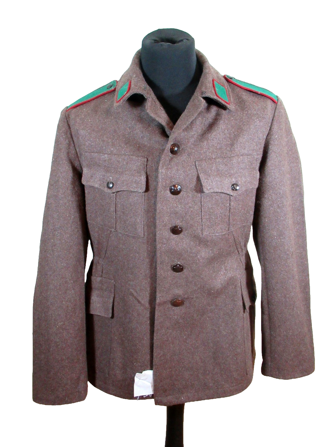 Vintage Soviet Era Bulgarian military jeep jacket blazer coat army wool retro green trim