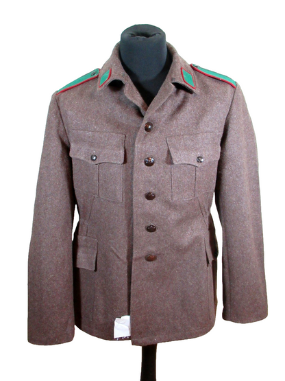 Vintage Soviet Era Bulgarian military jeep jacket blazer coat army wool retro green trim