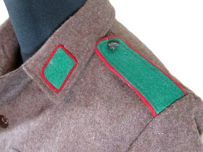 Vintage Soviet Era Bulgarian military jeep jacket blazer coat army wool retro green trim