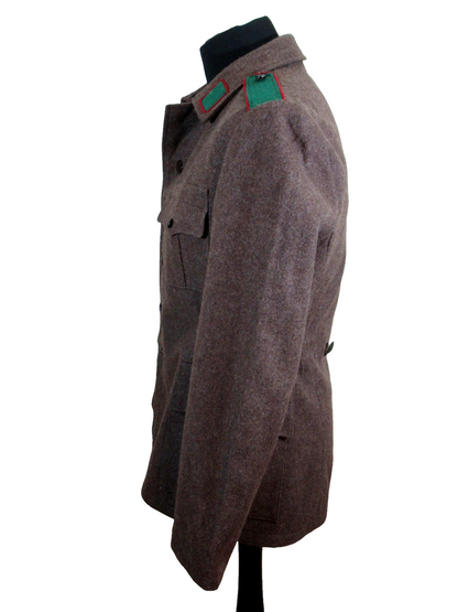 Vintage Soviet Era Bulgarian military jeep jacket blazer coat army wool retro green trim
