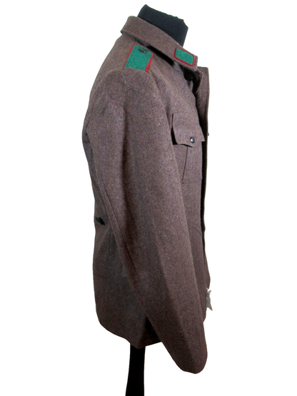 Vintage Soviet Era Bulgarian military jeep jacket blazer coat army wool retro green trim