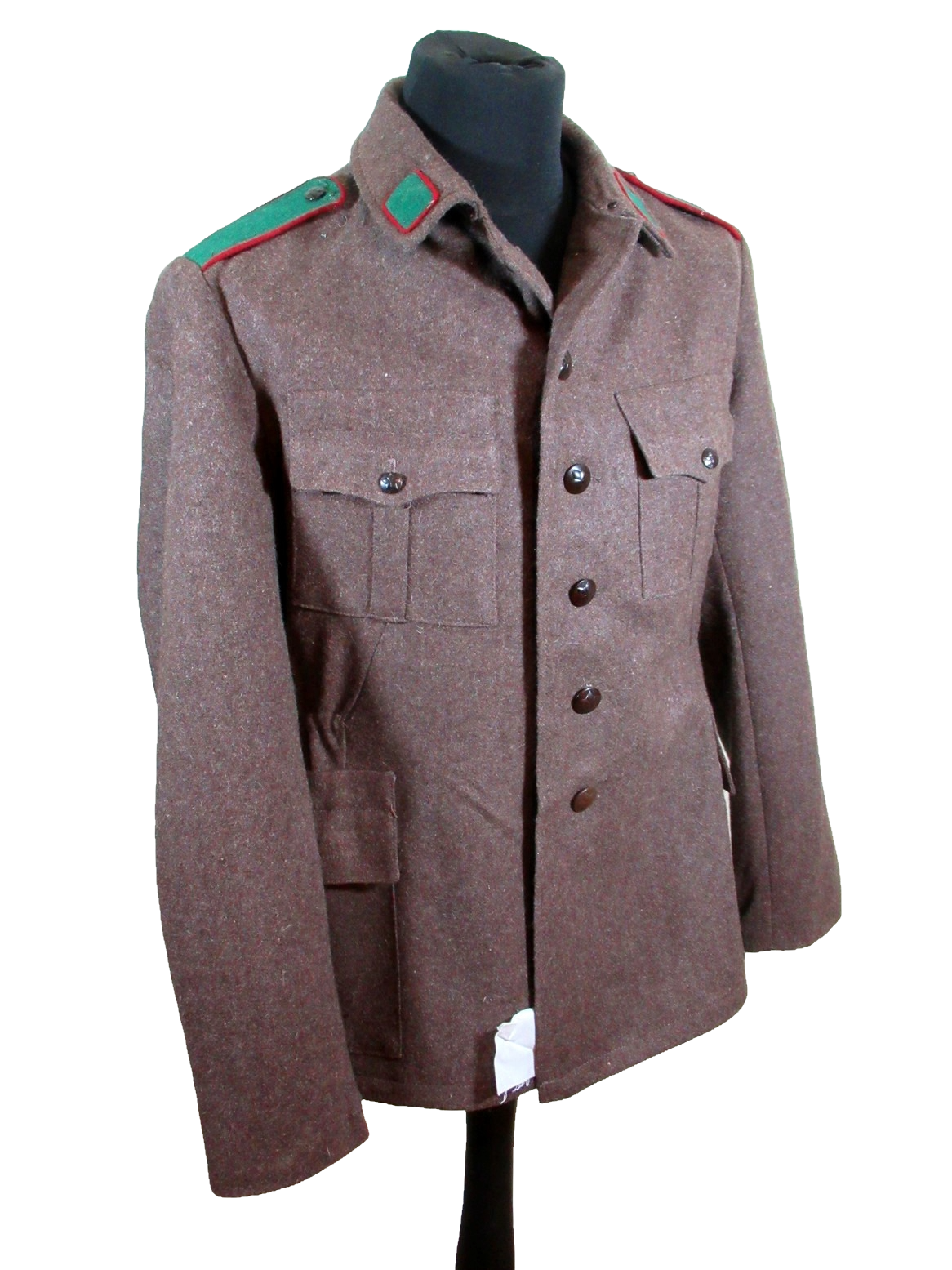 Vintage Soviet Era Bulgarian military jeep jacket blazer coat army wool retro green trim