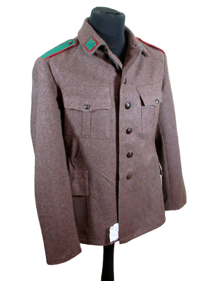 Vintage Soviet Era Bulgarian military jeep jacket blazer coat army wool retro green trim