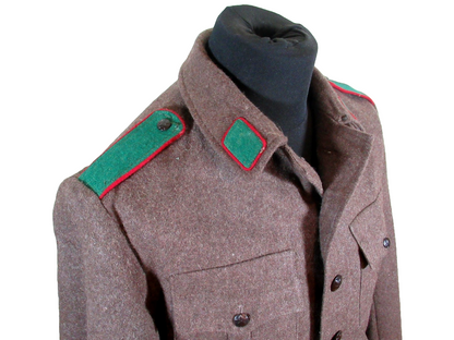 Vintage Soviet Era Bulgarian military jeep jacket blazer coat army wool retro green trim