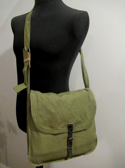 Vintage 1930s Bulgarian Army breadbag Satchel shoulder bag green blst military P