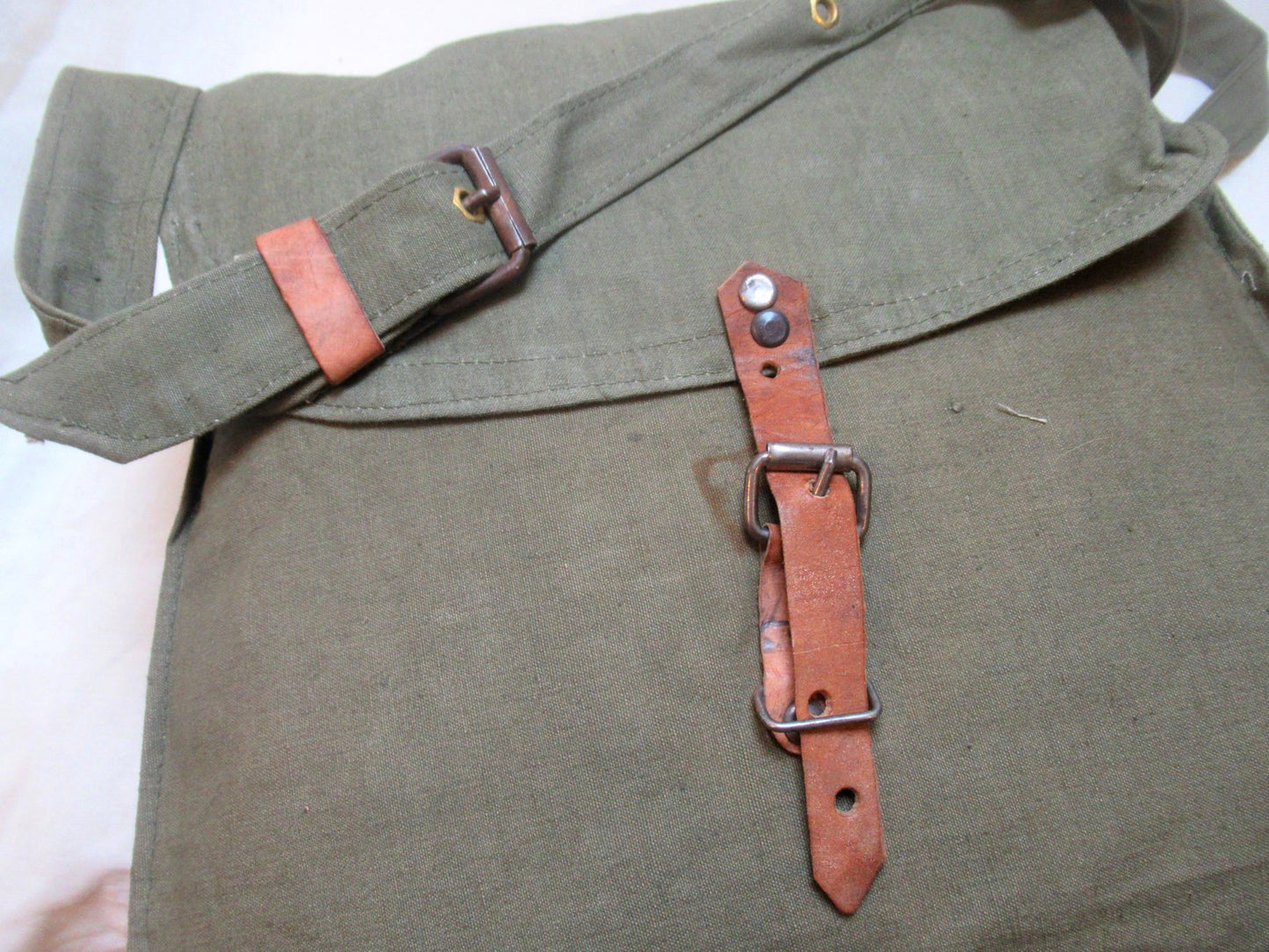 Vintage 1930s Bulgarian Army breadbag Satchel shoulder bag green tast military R
