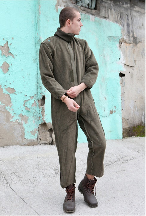 Vintage German army tanker fleece liner jump suit coverall combi overall military Bundeswehr boiler overall
