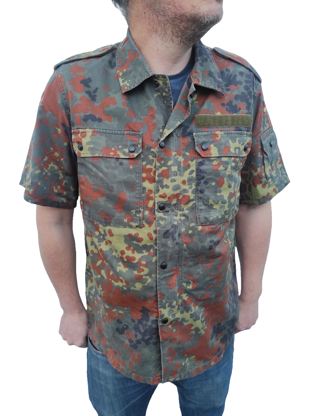 Vintage German army short sleeve field shirt jacket coat fieldshirt camo camouflage military