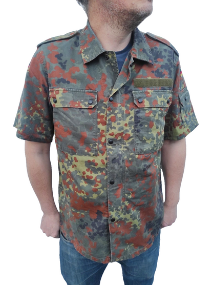 Vintage German army short sleeve field shirt jacket coat fieldshirt camo camouflage military