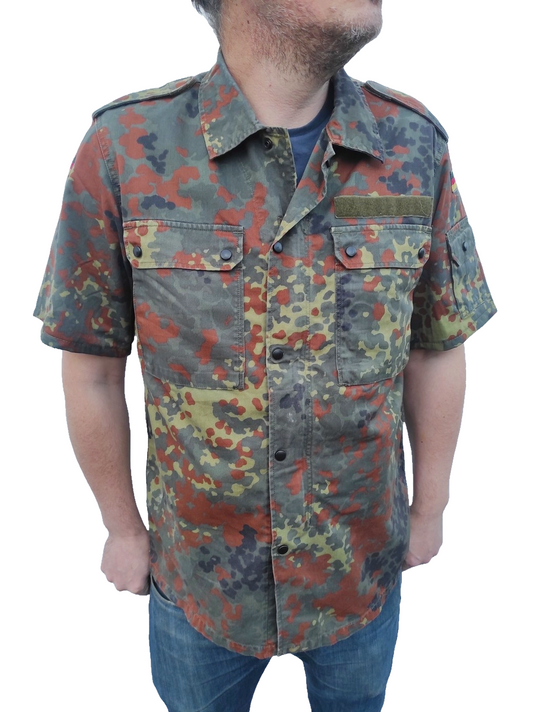 Vintage German army short sleeve field shirt jacket coat fieldshirt camo camouflage military