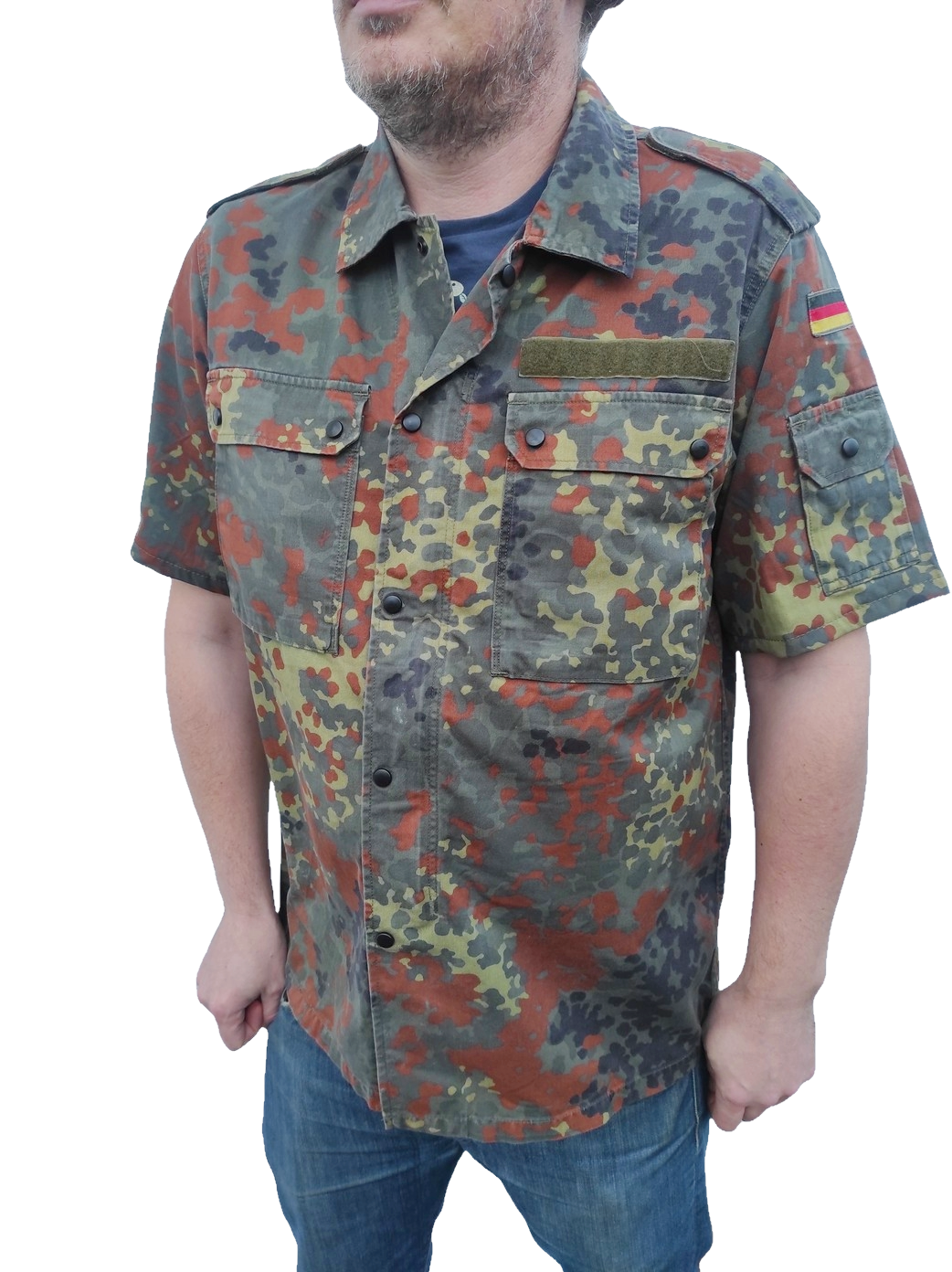 Vintage German army short sleeve field shirt jacket coat fieldshirt camo camouflage military