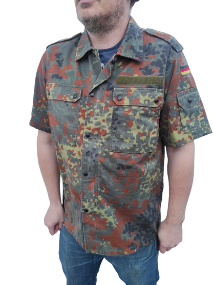 Vintage German army short sleeve field shirt jacket coat fieldshirt camo camouflage military