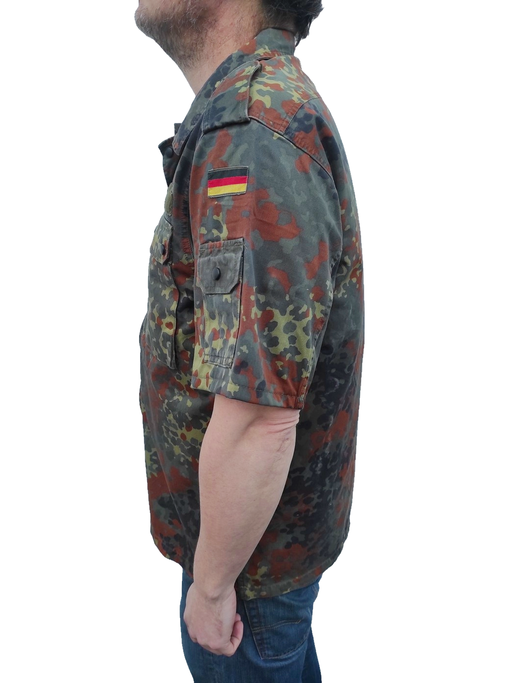 Vintage German army short sleeve field shirt jacket coat fieldshirt camo camouflage military