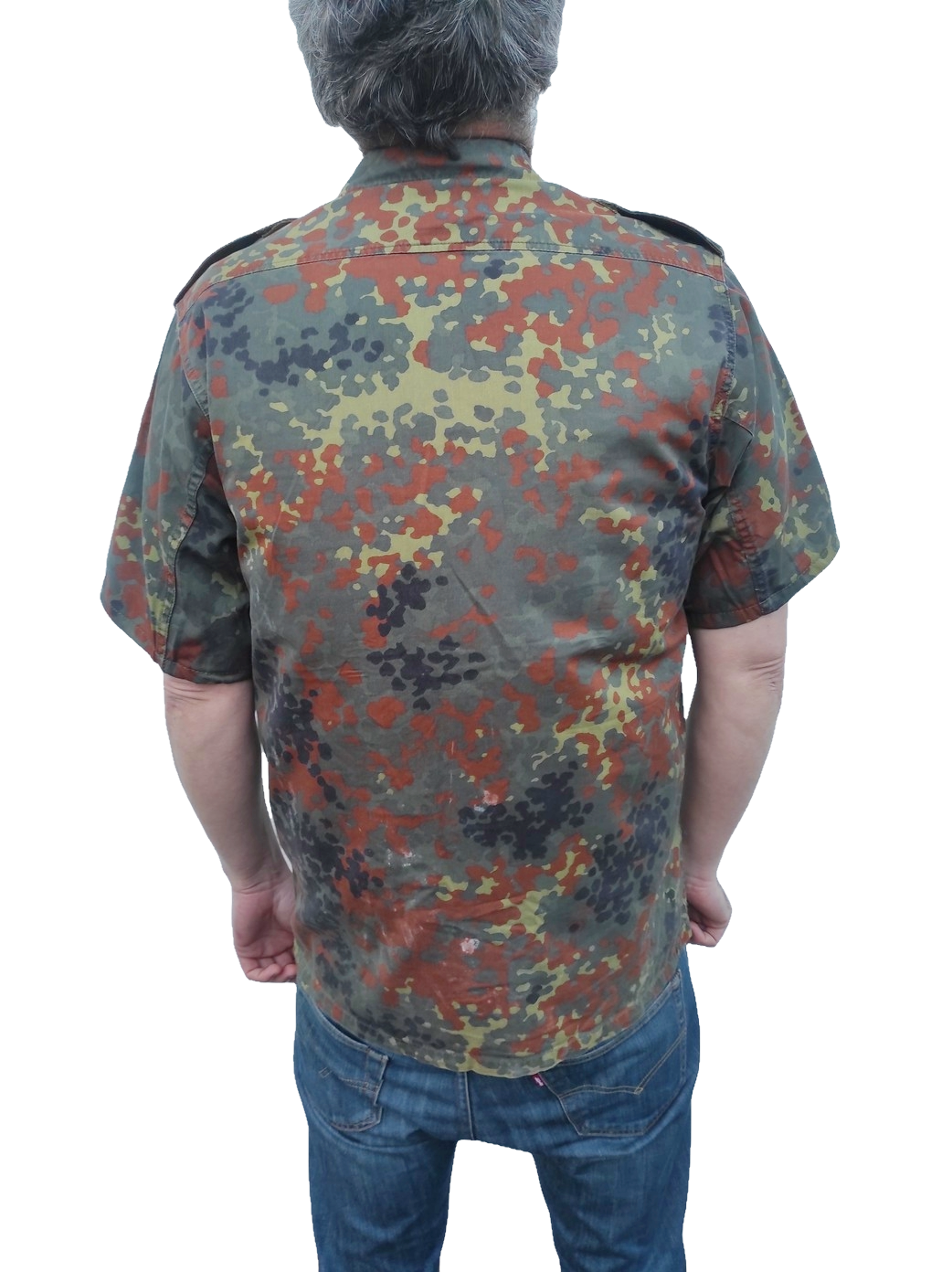 Vintage German army short sleeve field shirt jacket coat fieldshirt camo camouflage military
