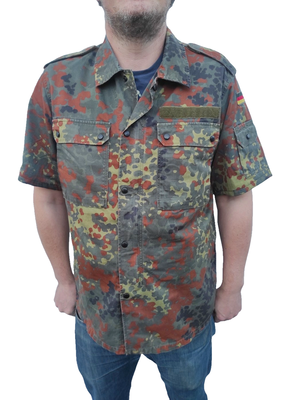 Vintage German army short sleeve field shirt jacket coat fieldshirt camo camouflage military