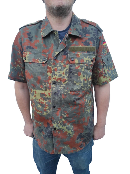 Vintage German army short sleeve field shirt jacket coat fieldshirt camo camouflage military