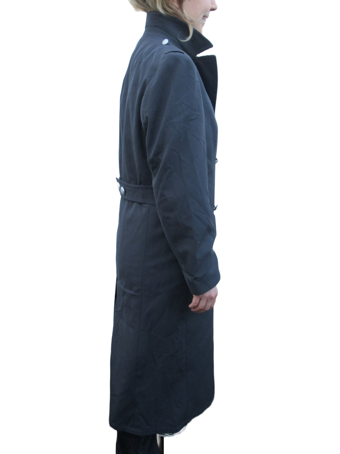 vintage 90s Womens German army grey Gaberdine Trench coat greatcoat military