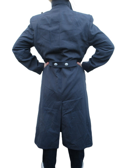 vintage 90s Womens German army grey Gaberdine Trench coat greatcoat military