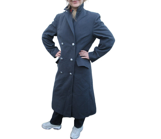 vintage 90s Womens German army grey Gaberdine Trench coat greatcoat military