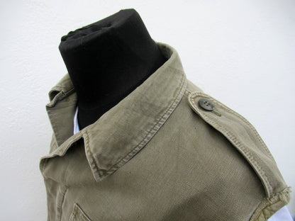 vintage German army moleskin vest gilet sleeveless shirt fieldshirt olive grey
