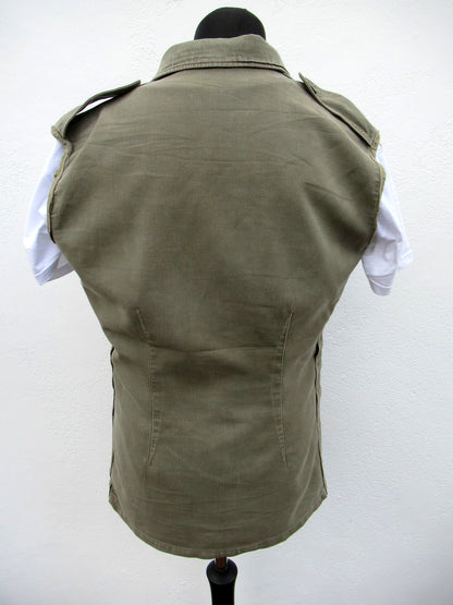 vintage German army moleskin vest gilet sleeveless shirt fieldshirt olive grey