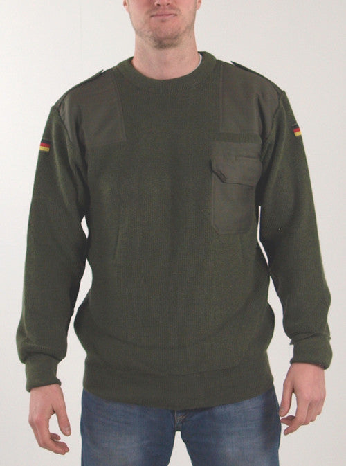 New Unissued German army olive wool jumper pullover sweatshirt military stretchy Bundeswehr sweater pulli