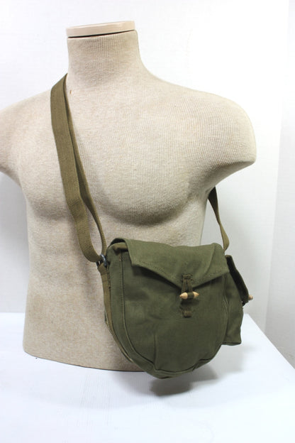New Vintage Chinese army canvas AK47 drum ammo pouch shoulder bag PLA military ammunition communist soviet era People's Liberation deadstock