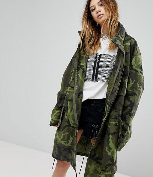 New Vintage Czech Army Women's military camo parka jacket coat camouflage Oversized boyfriend deadstock