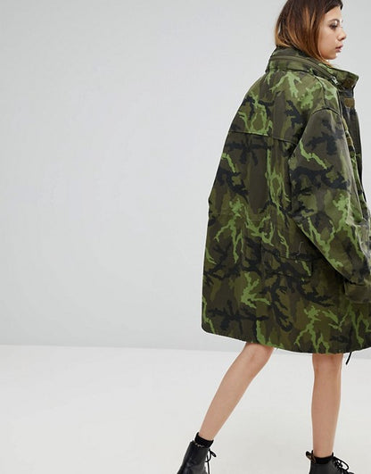 New Vintage Czech Army Women's military camo parka jacket coat camouflage Oversized boyfriend deadstock