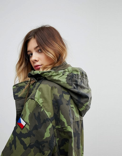 New Vintage Czech Army Women's military camo parka jacket coat camouflage Oversized boyfriend deadstock