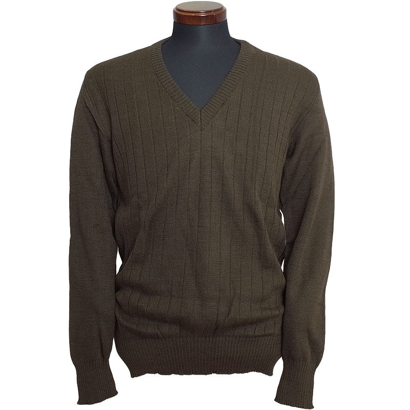1980s Vintage Czech army brown V neck jumper sweater pullover w military communist Soviet era