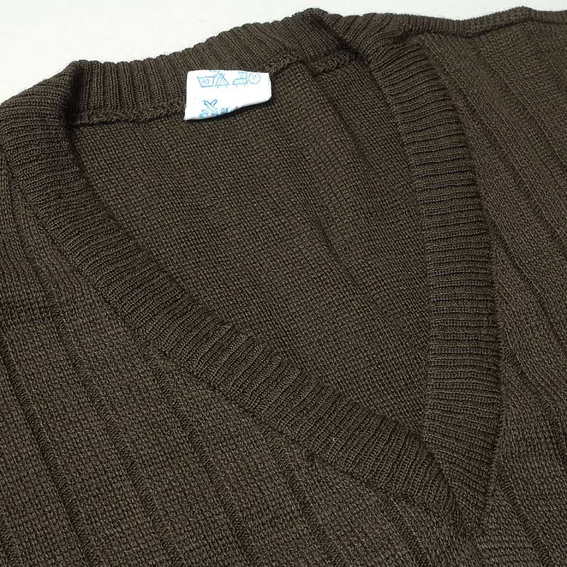 1980s Vintage Czech army brown V neck jumper sweater pullover w military communist Soviet era