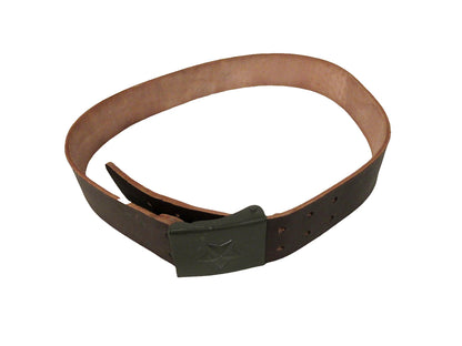 Vintage Czech army brown leather belt cold war communist Soviet Era socialist star insignia buckle