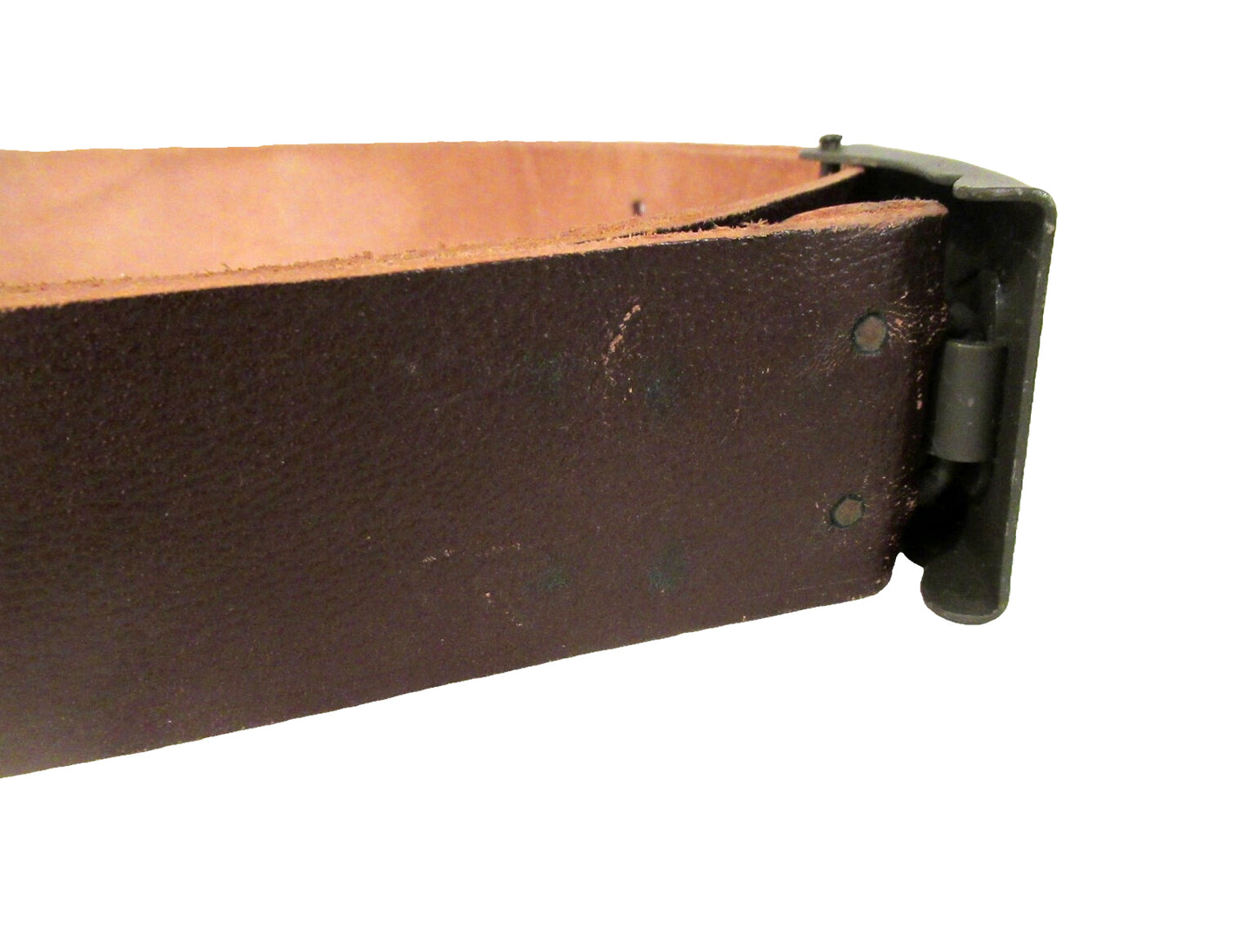 Vintage Czech army brown leather belt cold war communist Soviet Era socialist star insignia buckle