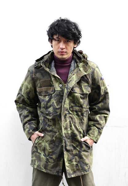 New Vintage Czech army camo field parka jacket military coat camouflage 1990s mens deadstock