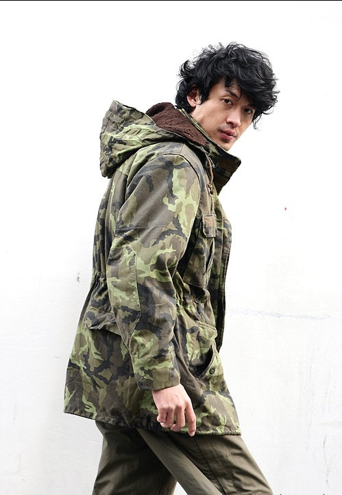 New Vintage Czech army camo field parka jacket military coat camouflage 1990s mens deadstock