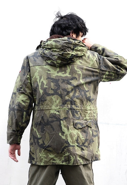 New Vintage Czech army camo field parka jacket military coat camouflage 1990s mens deadstock