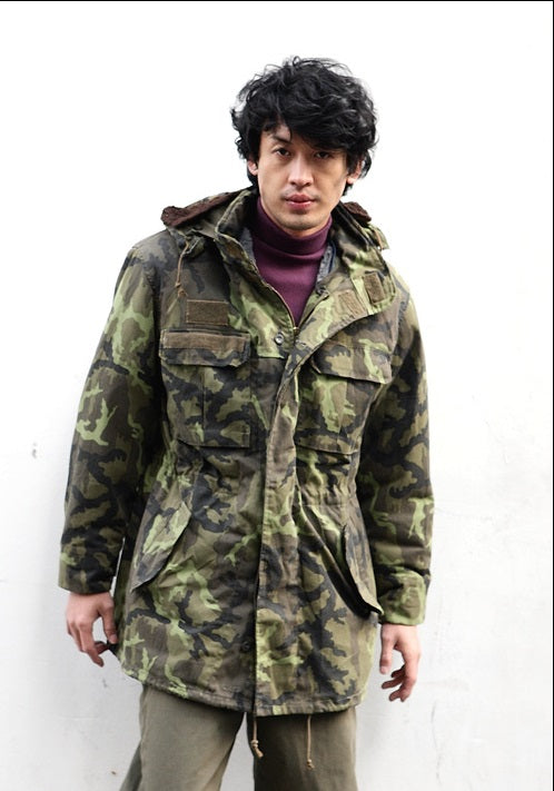 New Vintage Czech army camo field parka jacket military coat camouflage 1990s mens deadstock
