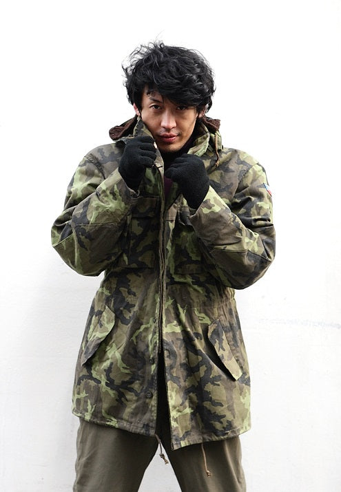 New Vintage Czech army camo field parka jacket military coat camouflage 1990s mens deadstock