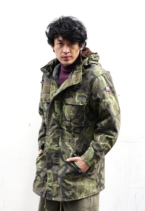 New Vintage Czech army camo field parka jacket military coat camouflage 1990s mens deadstock