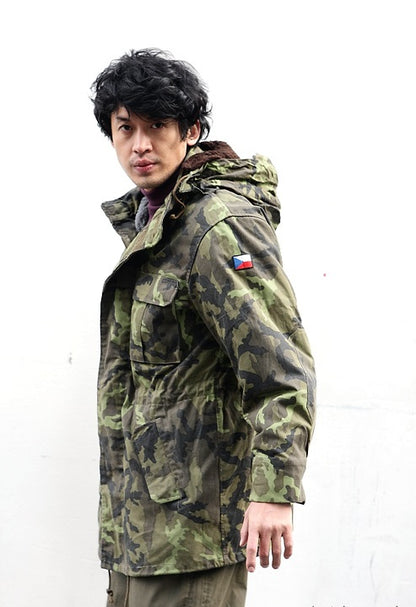 New Vintage Czech army camo field parka jacket military coat camouflage 1990s mens deadstock
