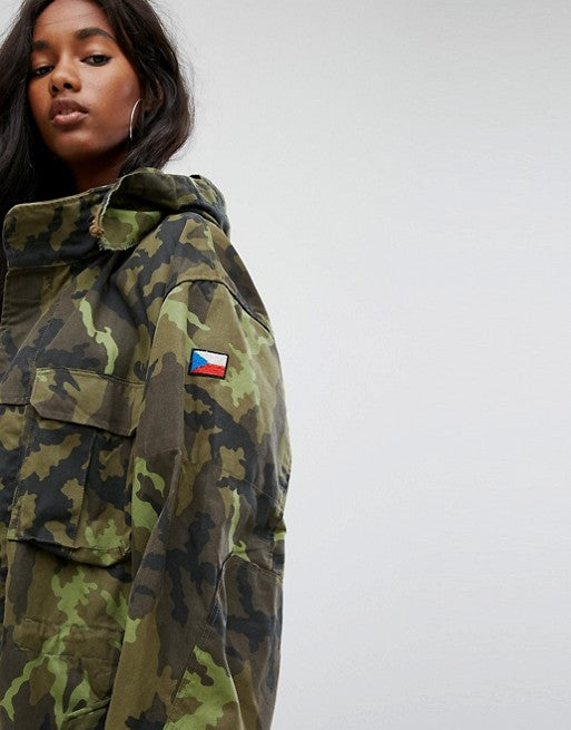 New Vintage Czech Army Women's military camo parka jacket coat camouflage Oversized boyfriend deadstock