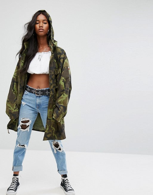 New Vintage Czech Army Women's military camo parka jacket coat camouflage Oversized boyfriend deadstock