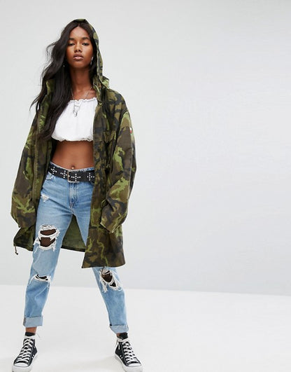 New Vintage Czech Army Women's military camo parka jacket coat camouflage Oversized boyfriend deadstock