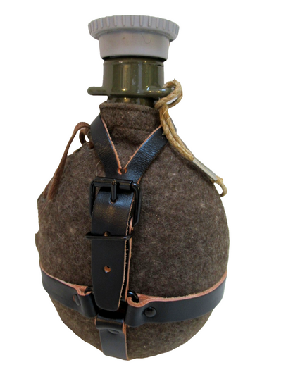 New Vintage Czech army Communist wool canteen flask cask military Soviet laces plastic