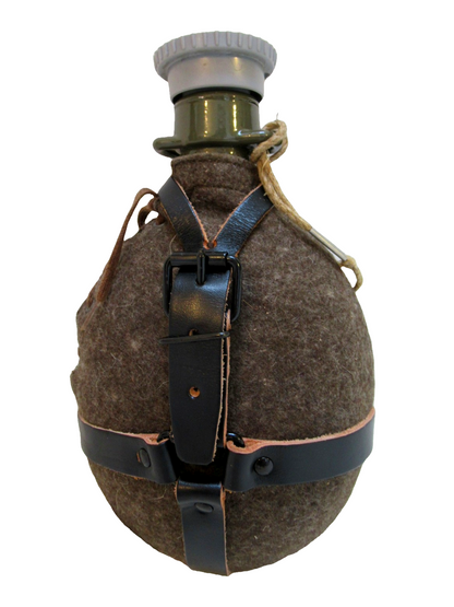 New Vintage Czech army Communist wool canteen flask cask military Soviet laces plastic