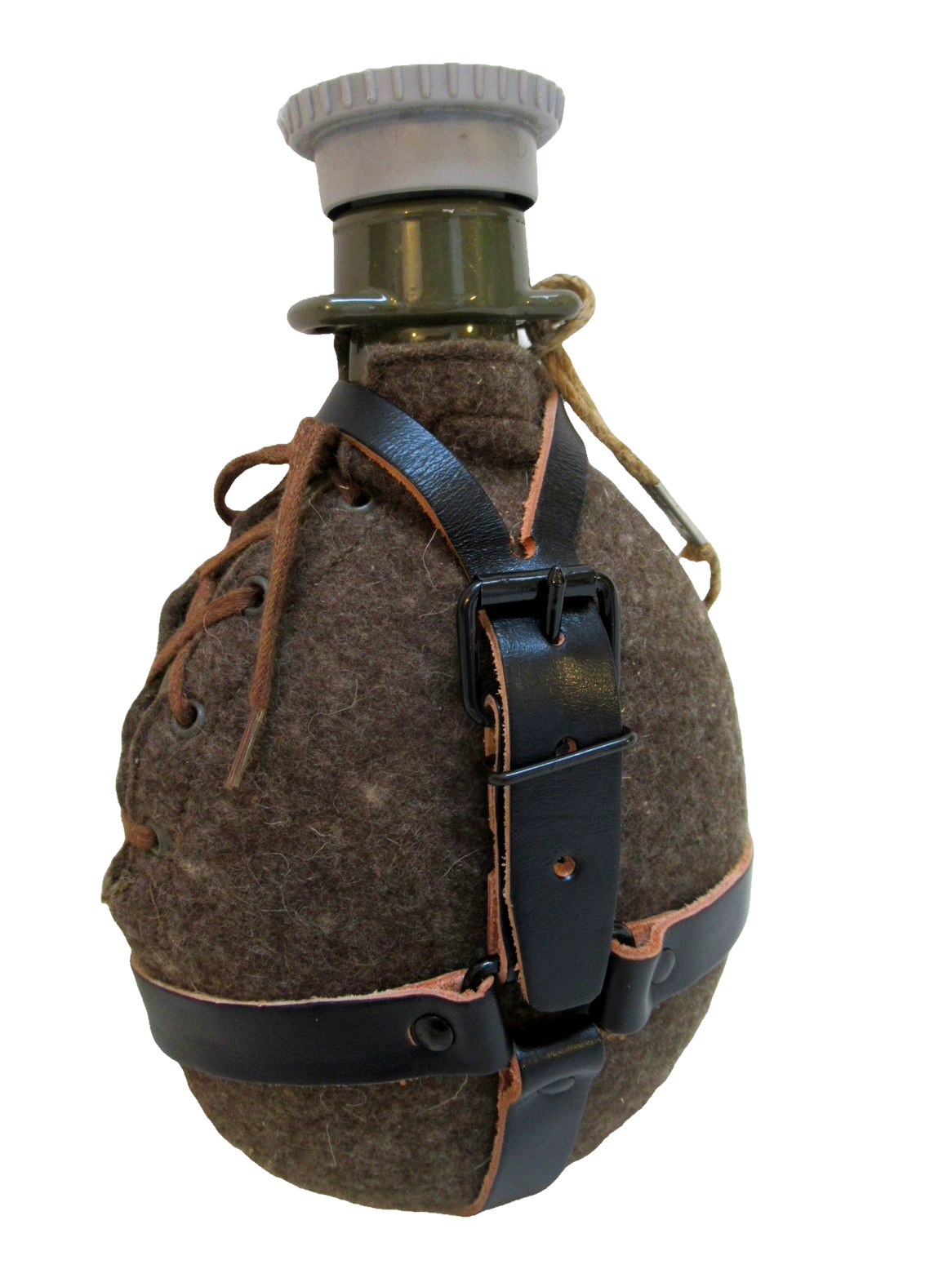 New Vintage Czech army Communist wool canteen flask cask military Soviet laces plastic