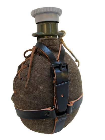 New Vintage Czech army Communist wool canteen flask cask military Soviet laces plastic