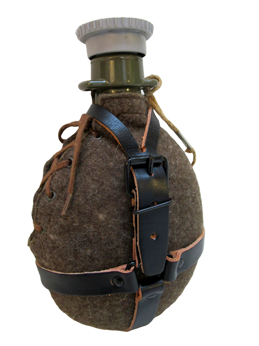 New Vintage Czech army Communist wool canteen flask cask military Soviet laces plastic